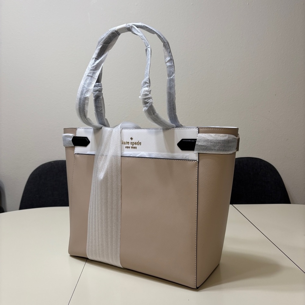 Kate Spade New York Staci Saffiano Leather Laptop Tote Shoulder Bag Color Block